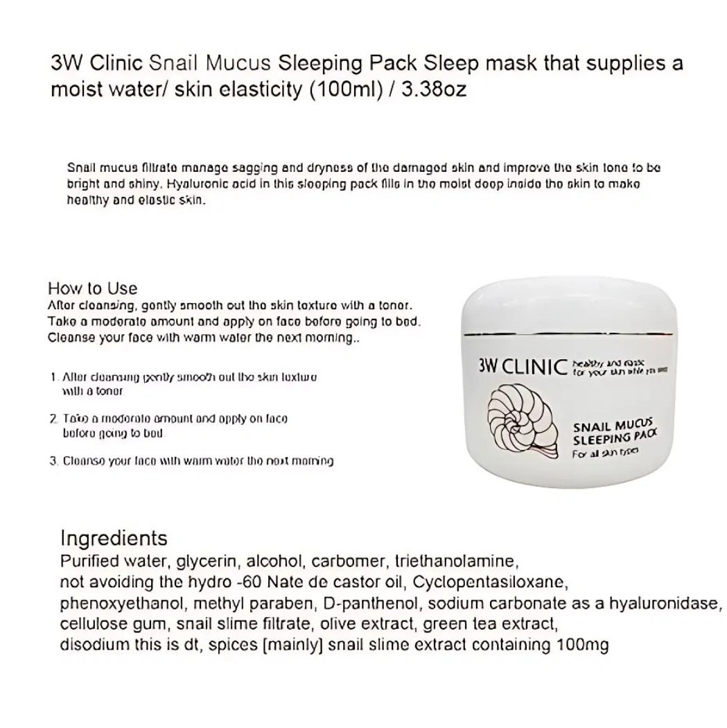 3W Clinic Snail Mucus sleeping pack details 3W Clinic Snail Mucus sleeping pack details