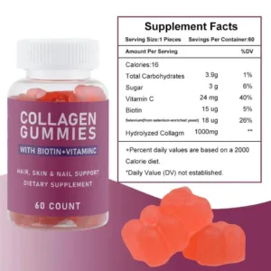 Collagen Gummies with Biotin and Vitamin C supplement facts
