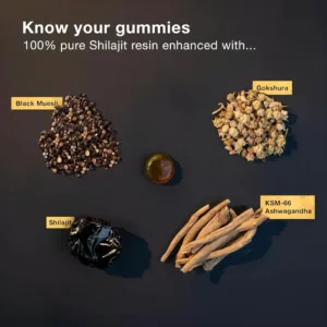 Duozi Shilajit gummies with Chaga and Ashwagandha ingredients