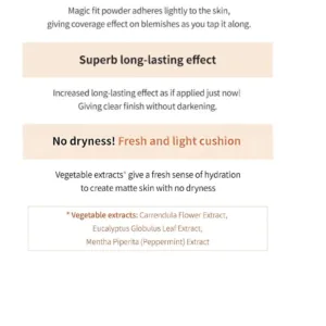 MISSHA magic cushion cover lasting SPF50+ details 1