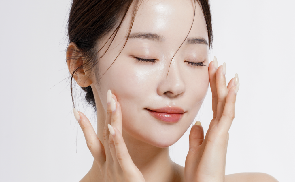 Glass skin using Korean skincare products