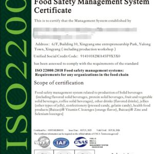 Isolate Whey Protein Food Safety Management Certificate