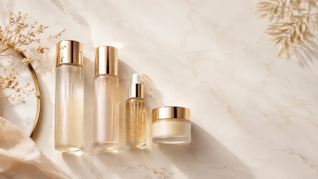 Layered Korean skincare routine products for Saudi Arabia's climate