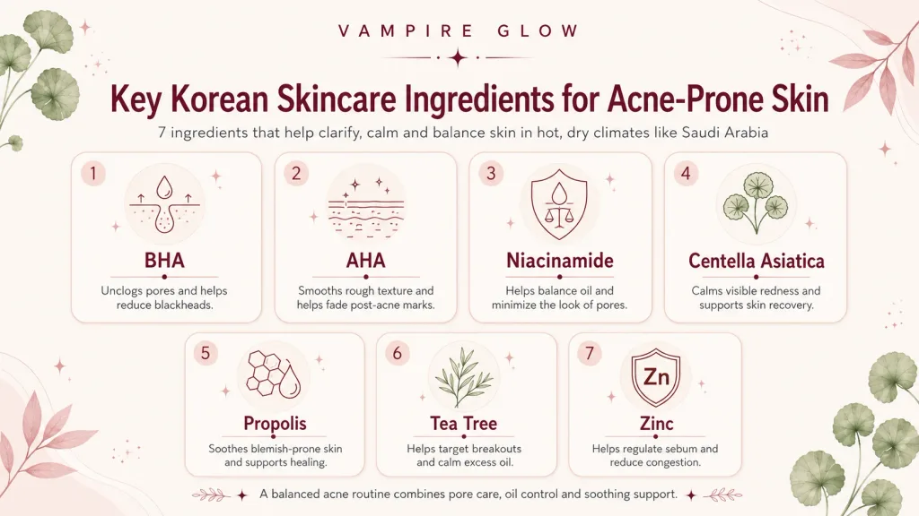 Key Korean skincare ingredients for acne-prone skin in Saudi Arabia