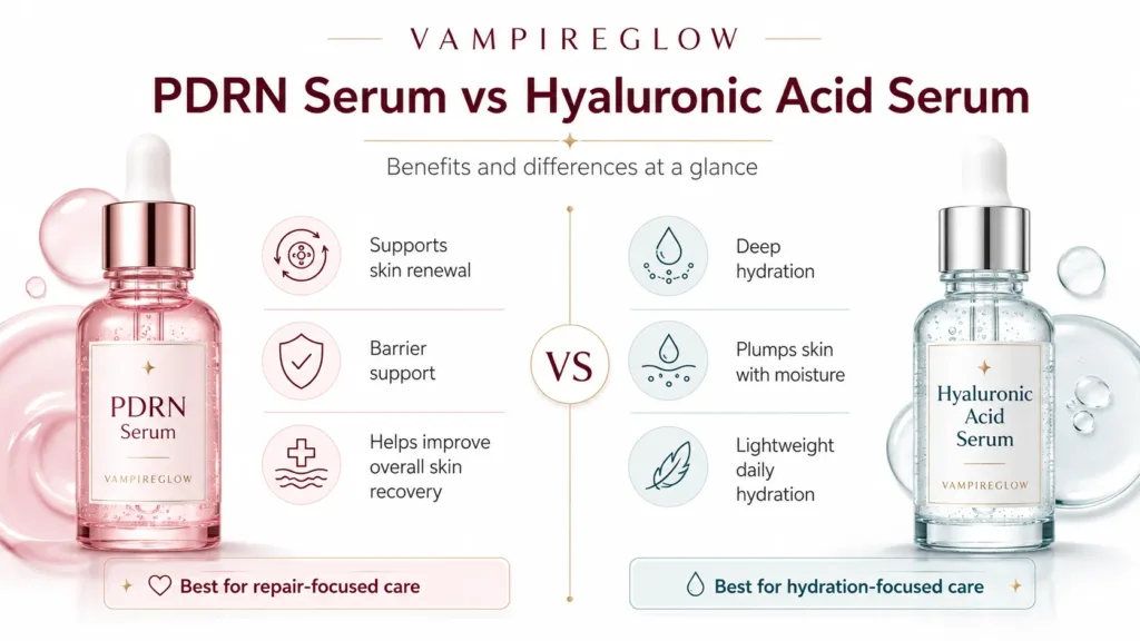 PDRN serum versus hyaluronic acid serum comparison benefits and differences