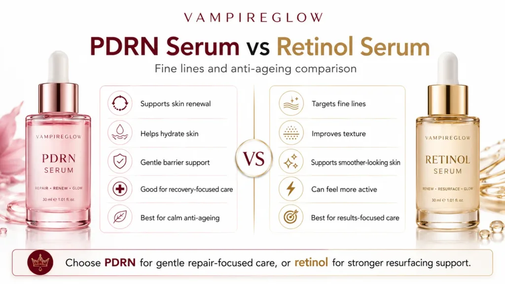 PDRN serum versus retinol serum for fine lines and anti-ageing comparison