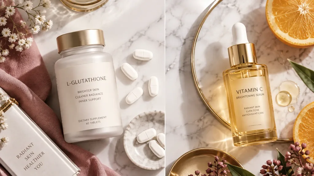 Glutathione vs vitamin C for skin brightening