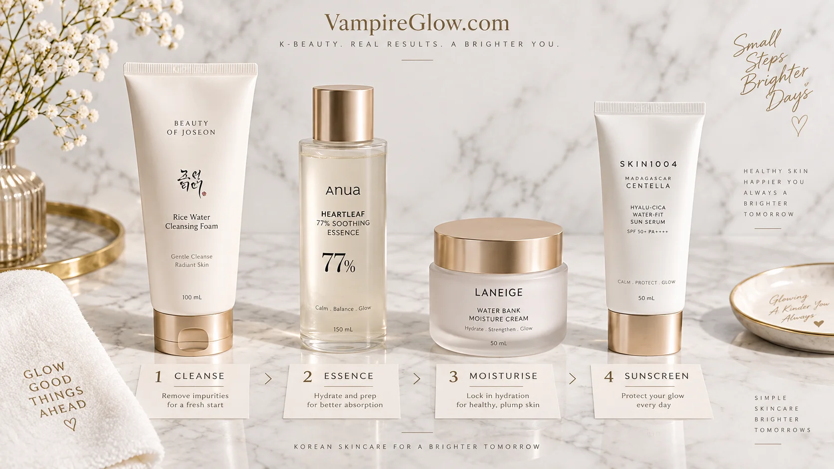 Simple four step Korean skincare routine for beginners