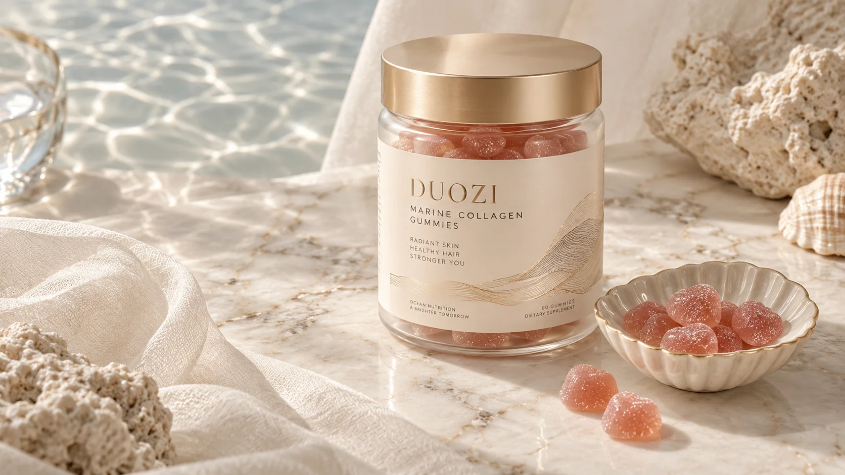 DUOZI marine collagen gummies for skin elasticity and hydration