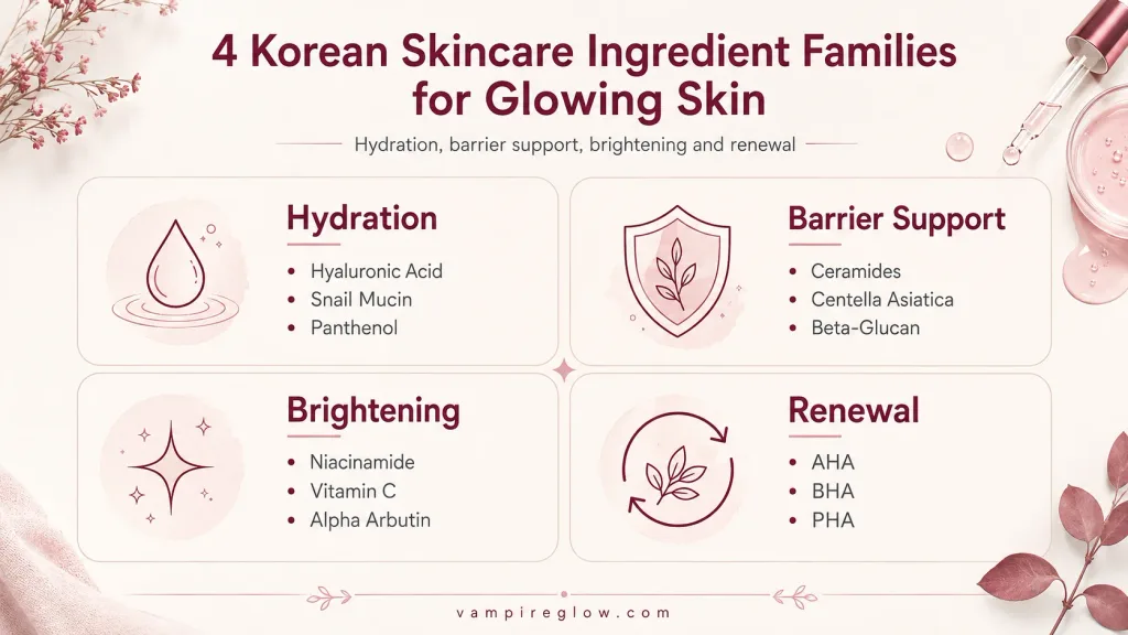 Four categories of Korean skincare ingredients that create glowing skin