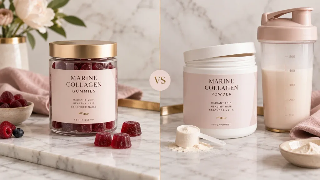 Marine collagen gummies compared to collagen powder