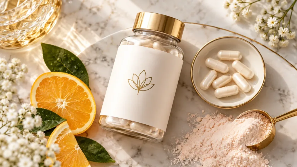 Hair skin nails supplements with zinc collagen and vitamin C