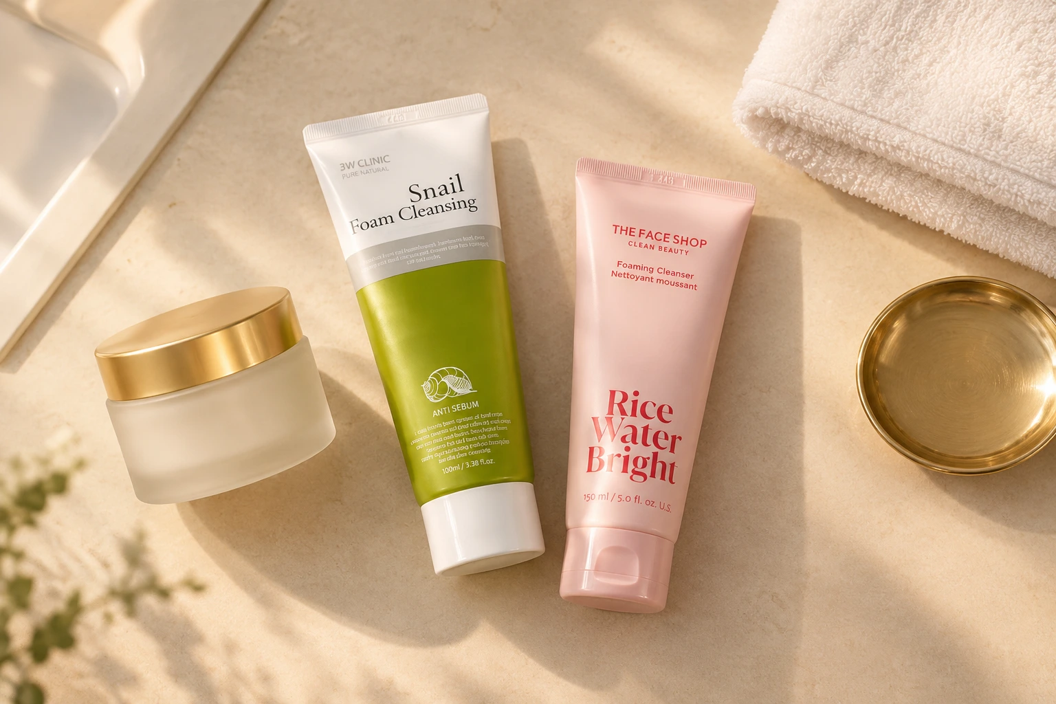 Double cleansing routine in Gulf heat with oil and foaming cleanser