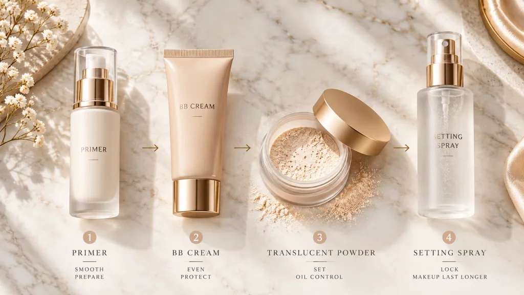 Prep and set routine to stop BB cream melting in heat