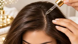 Cica peptide scalp treatment applied along the hair part